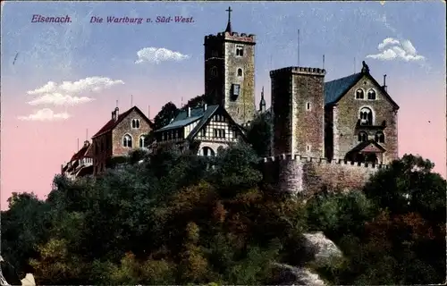 Ak Lutherstadt Eisenach in Thüringen, Die Wartburg von Süd-West