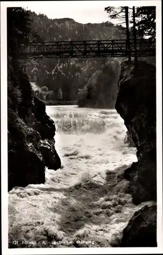 Ak Füssen im Ostallgäu, Lechfall, Maxsteg