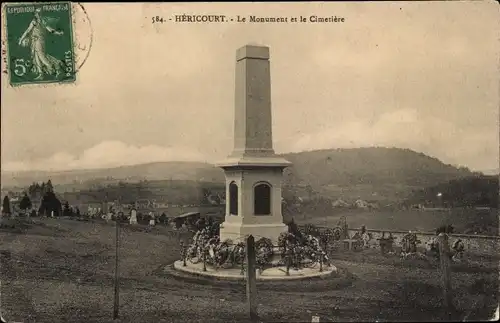 Ak Héricourt Haute Saône, Das Denkmal und der Friedhof