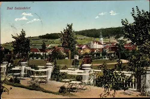 Ak Bad Salzschlirf in Hessen, Terrasse, Lokal, Ortsansicht