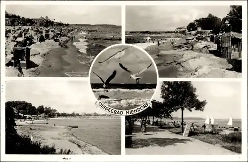 Ak Ostseebad Niendorf Timmendorfer Strand, Strandpartie, Segelboote, Möwen, Strandkörbe