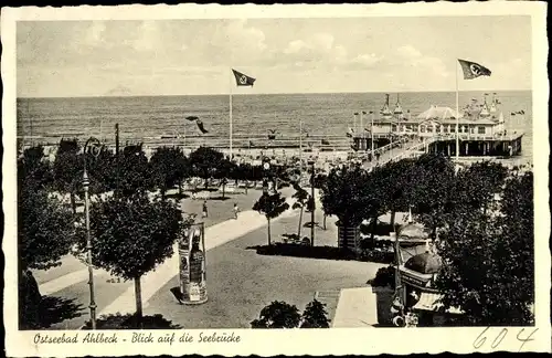 Ak Ahlbeck bei Ueckermünde, Seebrücke