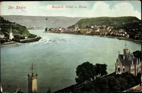 Ak Boppard am Rhein, Filsen und Kamp, Partie am  Rhein