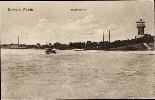 Ak Benrath Düsseldorf am Rhein, Rheinpartie, Boot