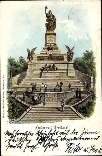 Litho Rüdesheim am Rhein, Niederwald Nationaldenkmal