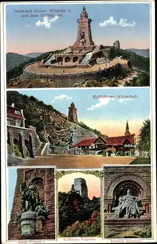 Ak Steinthaleben Kyffhäuserland in Thüringen, Kaiser Wilhelm I. Denkmal, Wirtschaft, Barbarossa