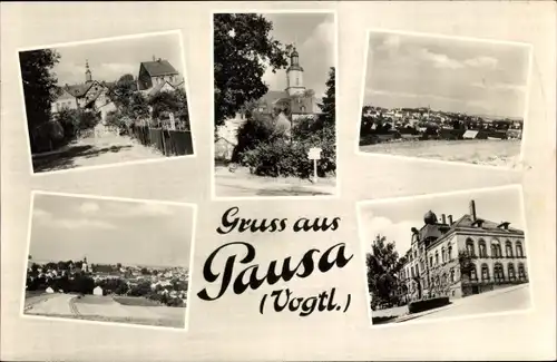 Ak Pausa im Vogtland, Kirche, Ortsansichten