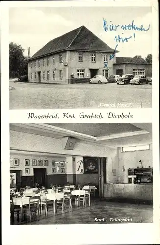 Ak Wagenfeld in Niedersachsen, Central Hotel, Saal, Teilansicht