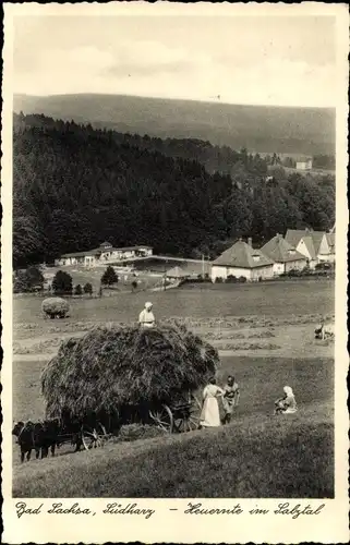 Ak Bad Sachsa im Harz, Heuernte im Salztal