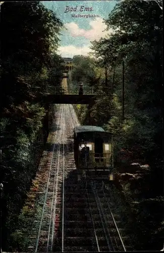 Ak Bad Ems an der Lahn, Malbergbahn, Brücke