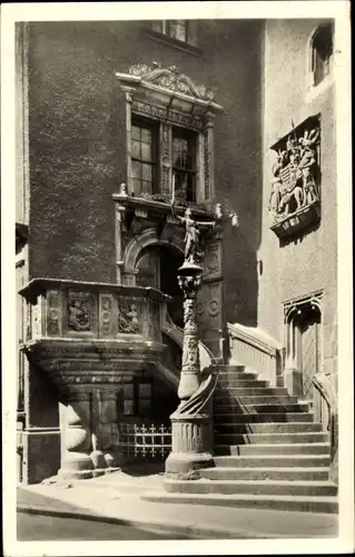 Ak Görlitz in der Lausitz, Rathaustreppe