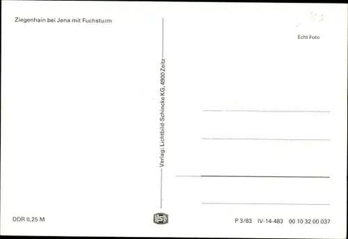 Ak Ziegenhain Jena in Thüringen, Fuchsturm, Panorama