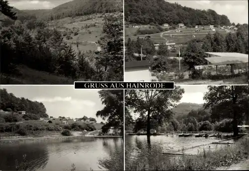 Ak Hainrode Bleicherode am Harz, Naherholungszentrum Teichtal, Partie am Teich, Panorama vom Ort