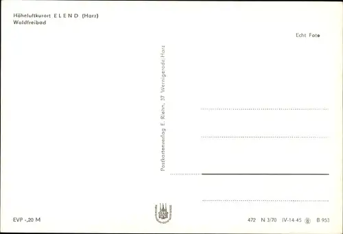 Ak Elend Oberharz am Brocken, Waldfreibad