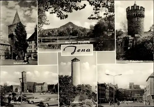 Ak Jena in Thüringen, Johannistor, Blick zum Hausberg, Teichgraben, Fuchsturm