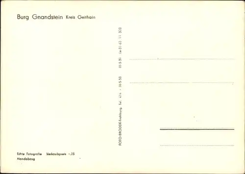 Ak Gnandstein Kohren Sahlis Frohburg in Sachsen, Burg