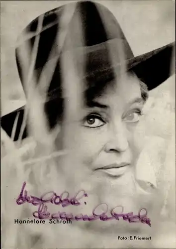 Ak Schauspielerin Hannelore Schroth, Portrait, Autogramm