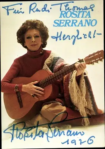 Ak Sängerin Rosita Serrano, Portrait, Autogramm, Gitarre, Bellaphon-Schallplatten
