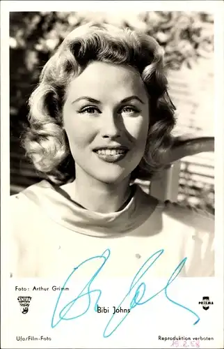 Ak Sängerin und Schauspielerin Bibi Johns, Portrait, Autogramm