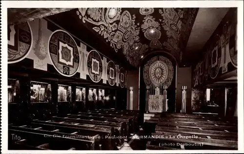 Ak Paquebot Normandie, Dampfschiff, CGT, French Line, La Chapelle