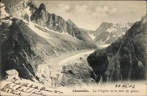 Ak Chamonix Mont Blanc Haute Savoie, La Flegere et la mer de glace