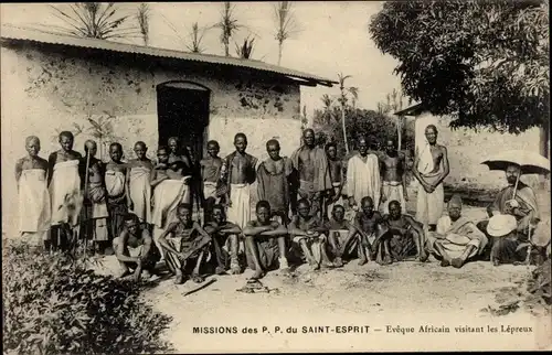 Ak Missionen der Väter des Heiligen Geistes, afrikanischer Bischof, der die Aussätzigen besucht