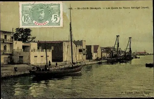 Ak Saint Louis Senegal, Die Kais des Flusses Senegal