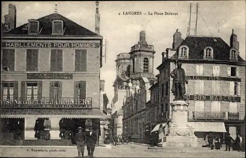 Ak Langres Haute Marne, Place Diderot, La Belle Jardiniere, Au Bon Marche
