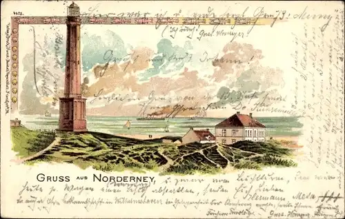 Litho Nordseebad Norderney Ostfriesland, Leuchtturm