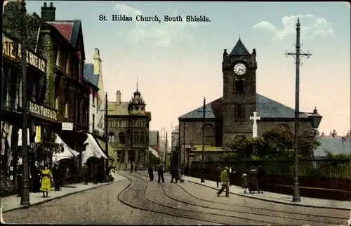 Ak South Shields South Tyneside Nordostengland, Saint Hildas Church