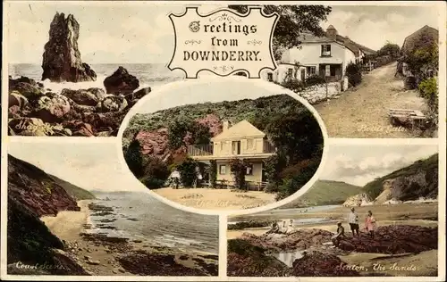 Ak Downderry Cornwall England, Bottle Gate, The Sands, Shay Rock