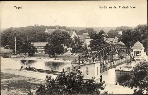 Ak Berlin Reinickendorf Tegel, Partie an der Hafenbrücke