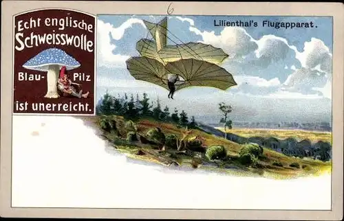 6 alte Ak Die Luftschifffahrt, BlauPilz Echt englische Schweißwolle ist unerreicht, diverse Ansichte