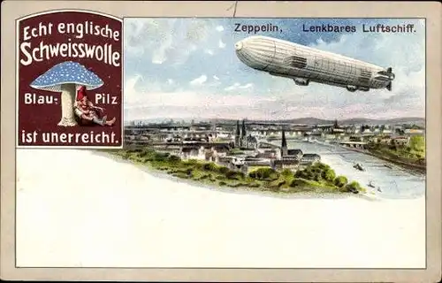 6 alte Ak Die Luftschifffahrt, BlauPilz Echt englische Schweißwolle ist unerreicht, diverse Ansichte