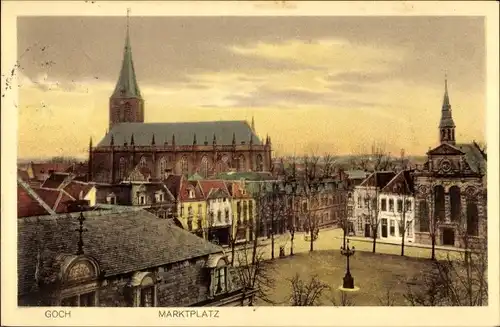 Ak Goch in Nordrhein Westfalen, Marktplatz mit Kirche