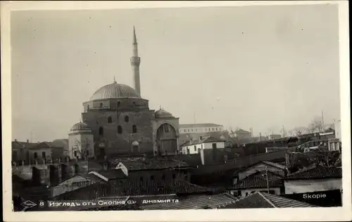 Ak Skopje Mazedonien, Teilansicht mit Moschee