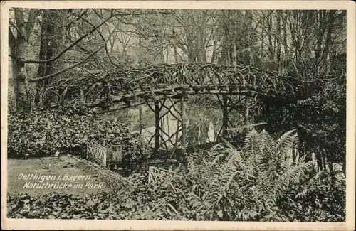 Ak Oettingen in Bayern, Naturbrücke im Park