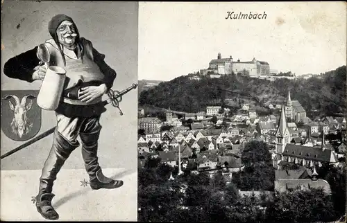 Ak Kulmbach in Oberfranken, Gesamtansicht, Bierkrug