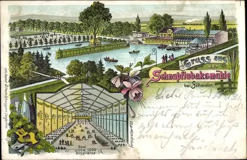 Litho Schwelm in Westfalen, Gasthaus Schnupftabaksmühle, Innenansicht, Saal