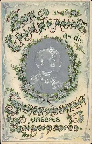 Präge Passepartout Litho Deutsches Kaiserpaar, Wilhelm II., Auguste Viktoria, Silberhochzeit 1906