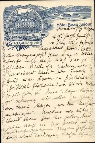 Litho Stresa Piemonte Italien, Hotel Beau Sejour, Lac Majeur