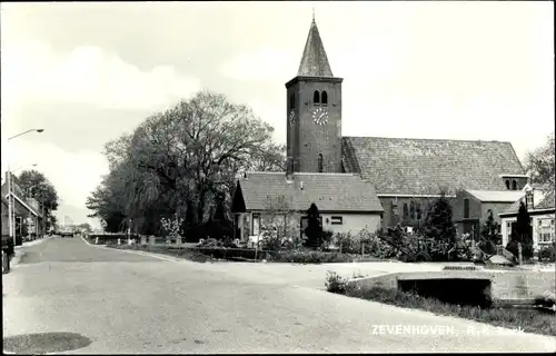 Ak Zevenhoven Nieuwkoop Südholland, R. K. Kerk, Turmuhr
