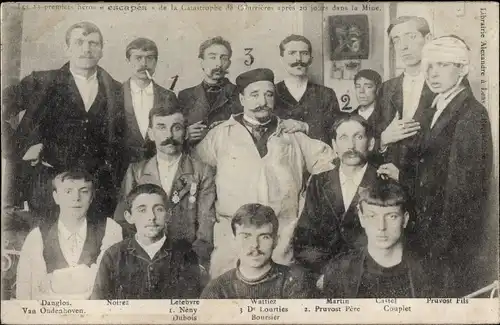 Ak Courrières Pas de Calais, La Catastrophe des Mines, Grubenunglück 1906, Überlebende