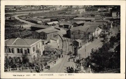 Ak Saloniki Saloniki Thessaloniki Griechenland, Linie von Mikra