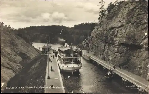 Ak Trollhättan Sverige, Motiv fraan slussarna, Schleuse