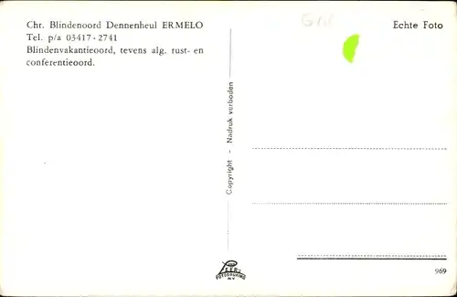 Ak Ermelo Gelderland, Blindenvakantieoord, Innenansicht