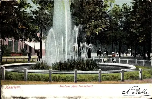 Ak Haarlem Nordholland Niederlande, Fontein Haarlemerhout