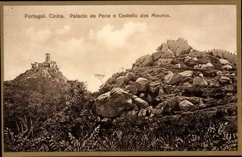 Ak Sintra Cintra Portugal, Palacio da Pena e Castello dos Mauros