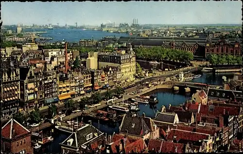 Ak Amsterdam Nordholland Niederlande, Damrak met gezicht op het Y.