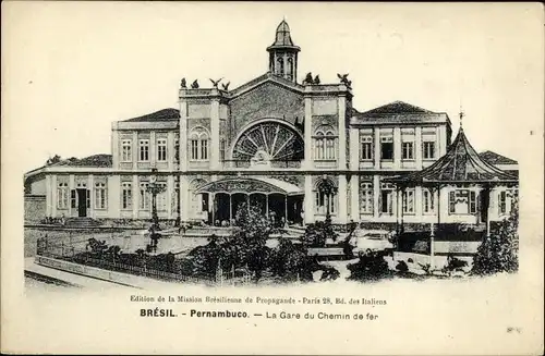 Ak Pernambuco Brasilien, La Gare du Chemin de fer